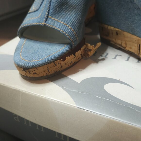 Ann Marino Denim Cork Wedge Slides | “Corkie” Style | Size 7.5M - Picture 4 of 5